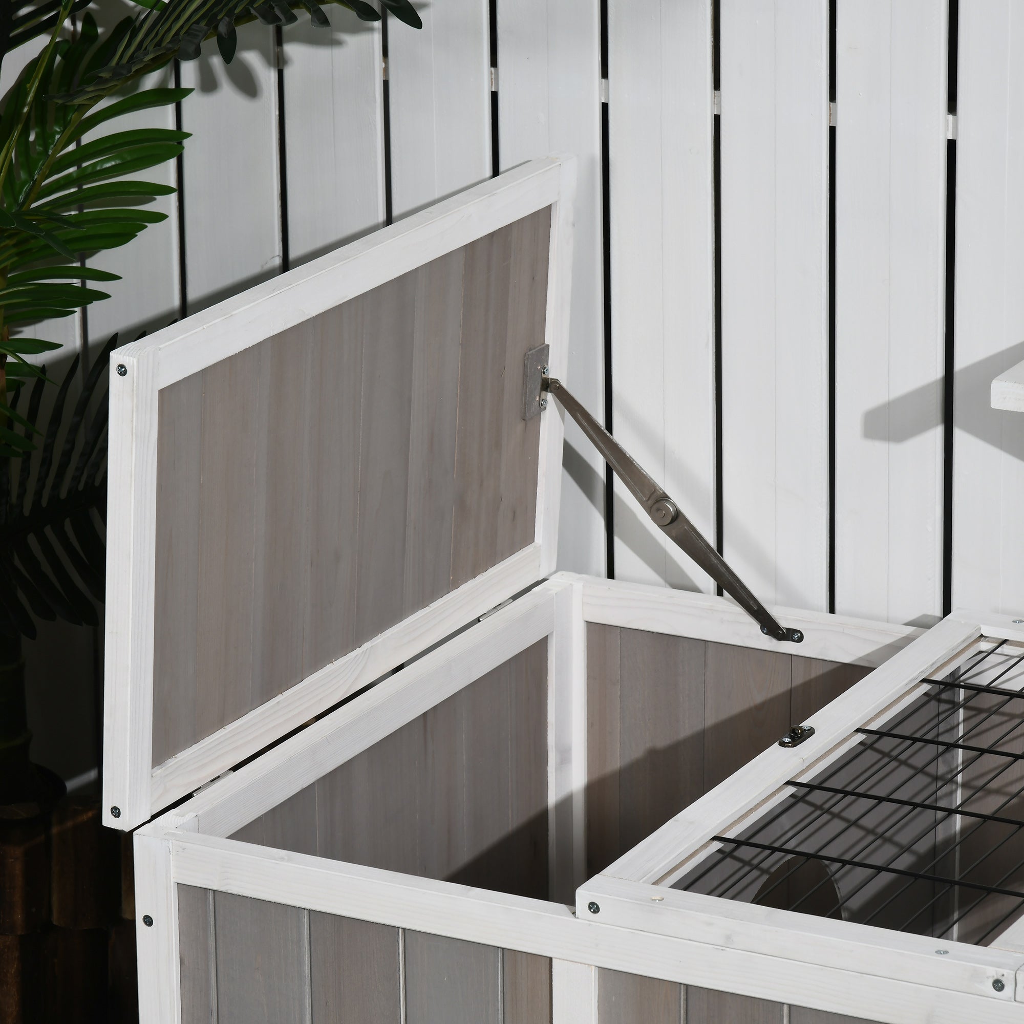 Wooden Tortoise Habitat with Openable Top, Run Cage, Two Rooms, Grey Houses & Habitats at Gallery Canada
