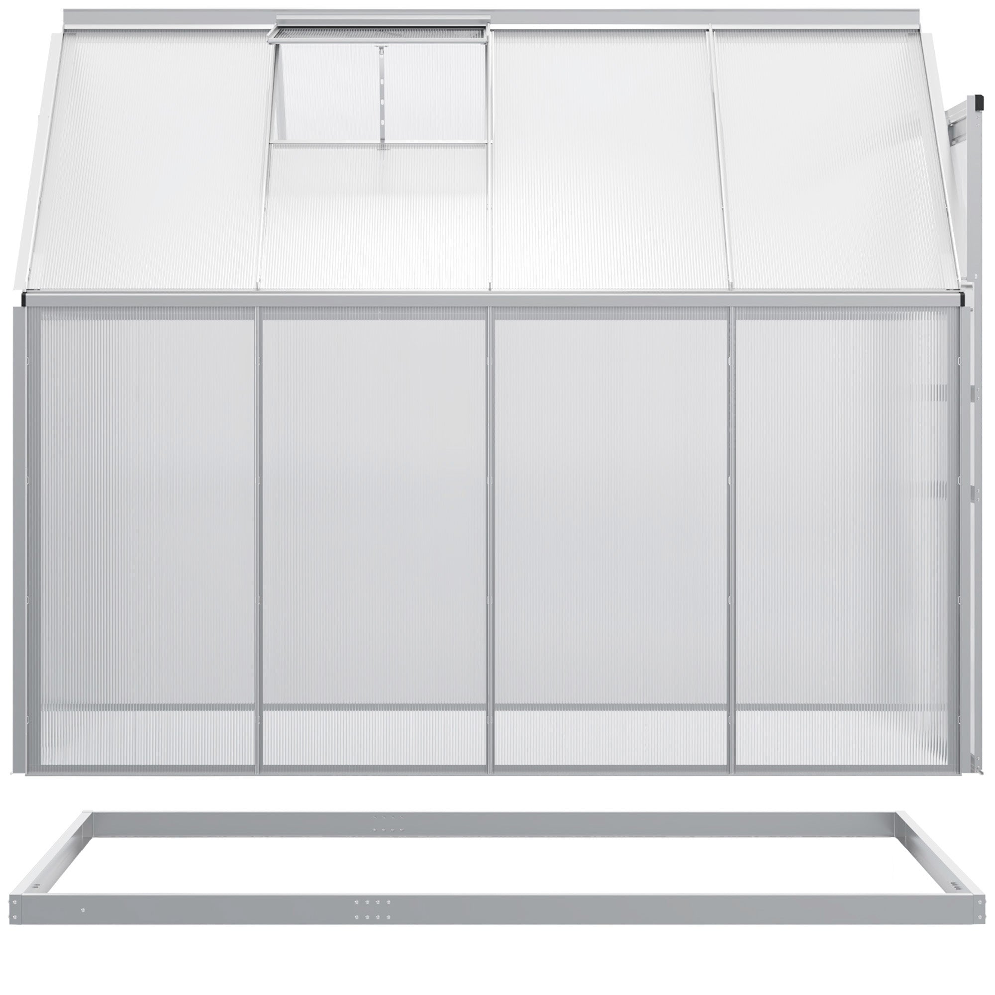 6' x 8' x 6.5' Walk-in Greenhouse, Polycarbonate Greenhouse with Adjustable Roof Vent, Base, Sliding Door, Clear Walk In Greenhouses Multi Colour  at Gallery Canada