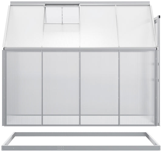6' x 8' x 6.5' Walk-in Greenhouse, Polycarbonate Greenhouse with Adjustable Roof Vent, Base, Sliding Door, Clear - Gallery Canada