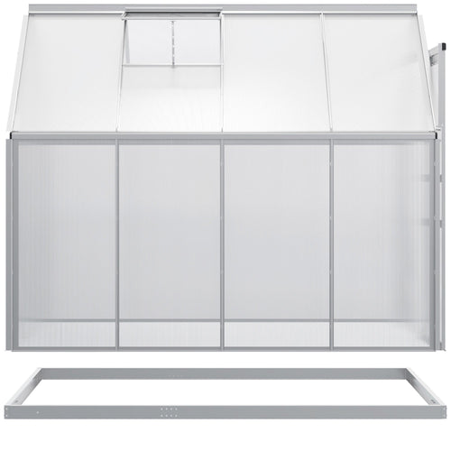 6' x 8' x 6.5' Walk-in Greenhouse, Polycarbonate Greenhouse with Adjustable Roof Vent, Base, Sliding Door, Clear