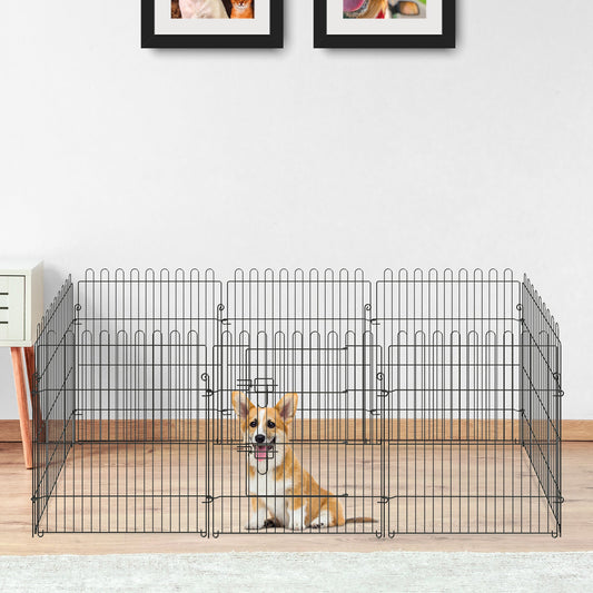 30inch 8-Panel Octagon Pet Exercise Playpen Crate Foldable Dog Cage Pen Puppy Kennel, Black - Gallery Canada
