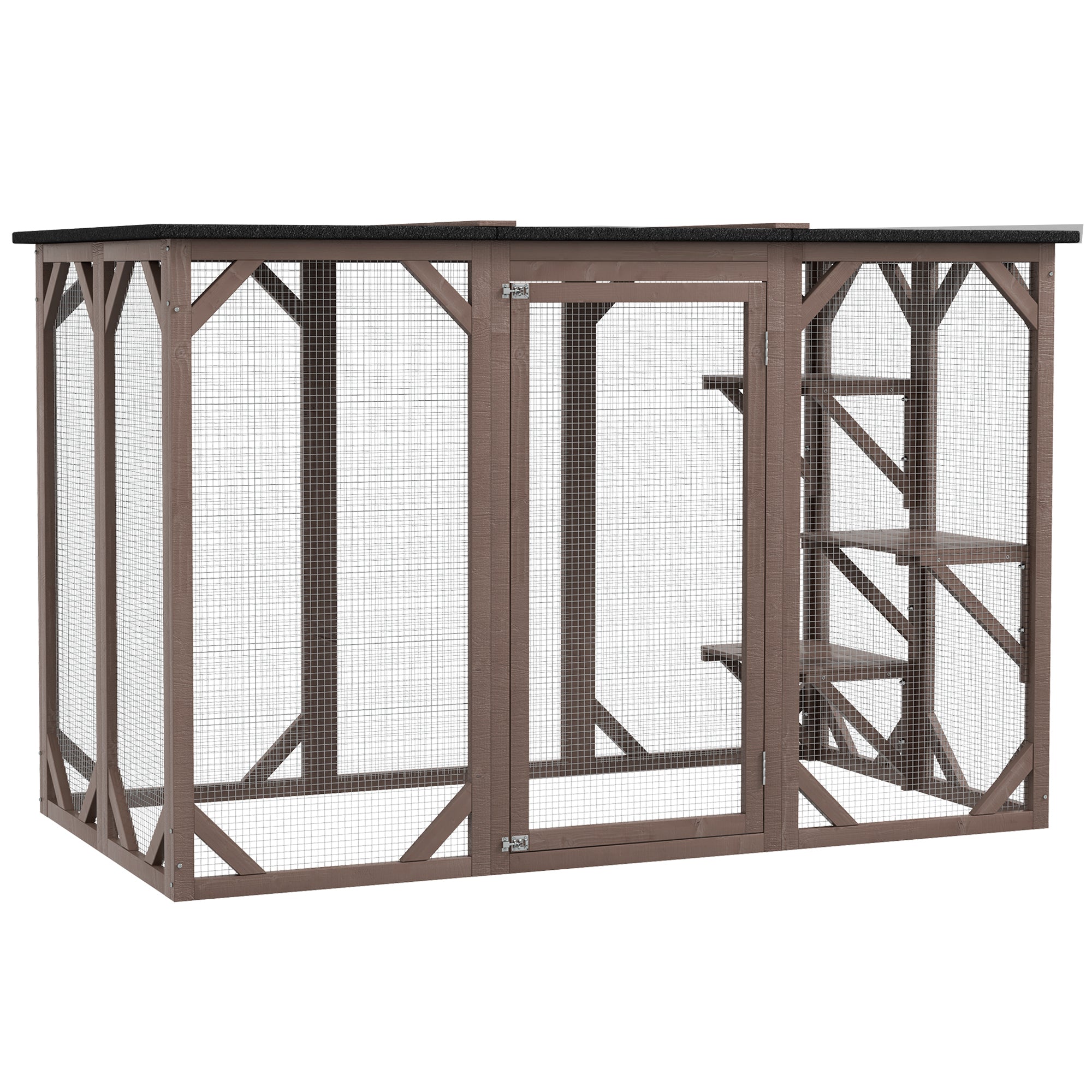 Cat Cage Indoor Catio Outdoor Cat Enclosure Pet House Small Animal Hutch for Rabbit, Kitten, Crate Kennel with Waterproof Roof, Multi-Level Platforms, Lock, Camel Outdoor Cat Enclosures Camel at Gallery Canada