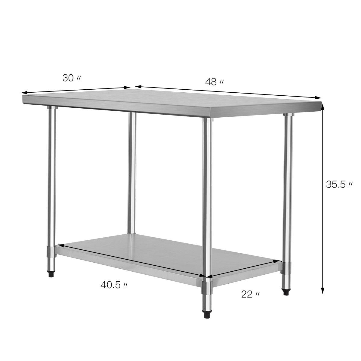 30 x 48 Inch Stainless Steel Table Commercial Kitchen Worktable, Silver Kitchen Tools   at Gallery Canada