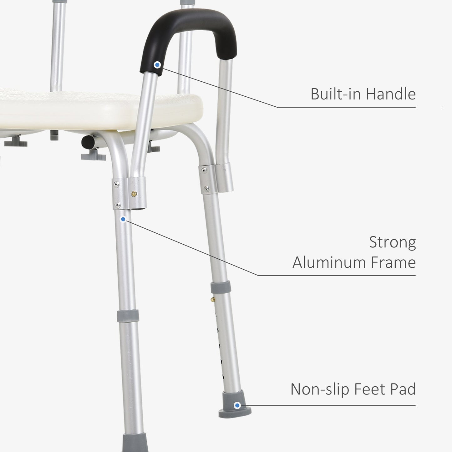 Adjustable Medical Shower Chair with Back, Bathtub Bench Bath Seat with Padded Arms, Non Slip Tub Safety for Disabled, Seniors, Elderly Bath Chairs   at Gallery Canada