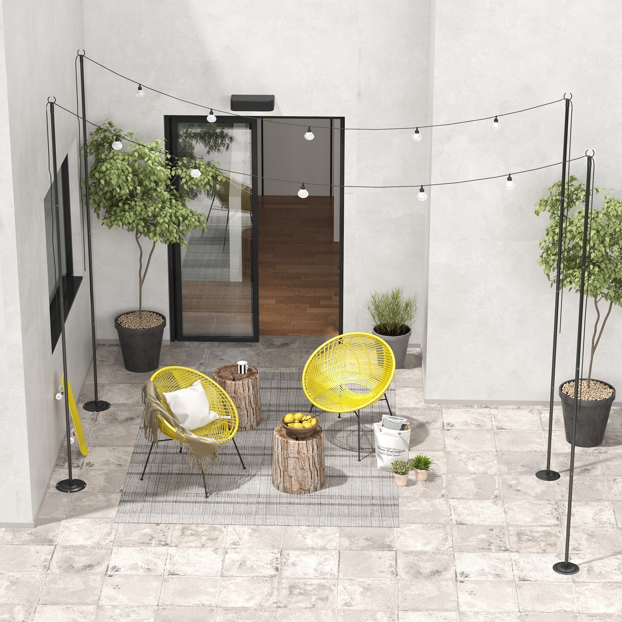 4 Pack of 10' String Light Poles, Steel Hanging Lighting Stand for Patio, Backyard, Deck, Wedding, Party, Black Lighting & Ceiling Fans at Gallery Canada
