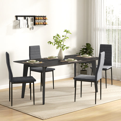 Modern Dining Chairs, Set of 4, High Back Upholstery and Metal Legs for the Living Room, Kitchen, Home Office, Grey