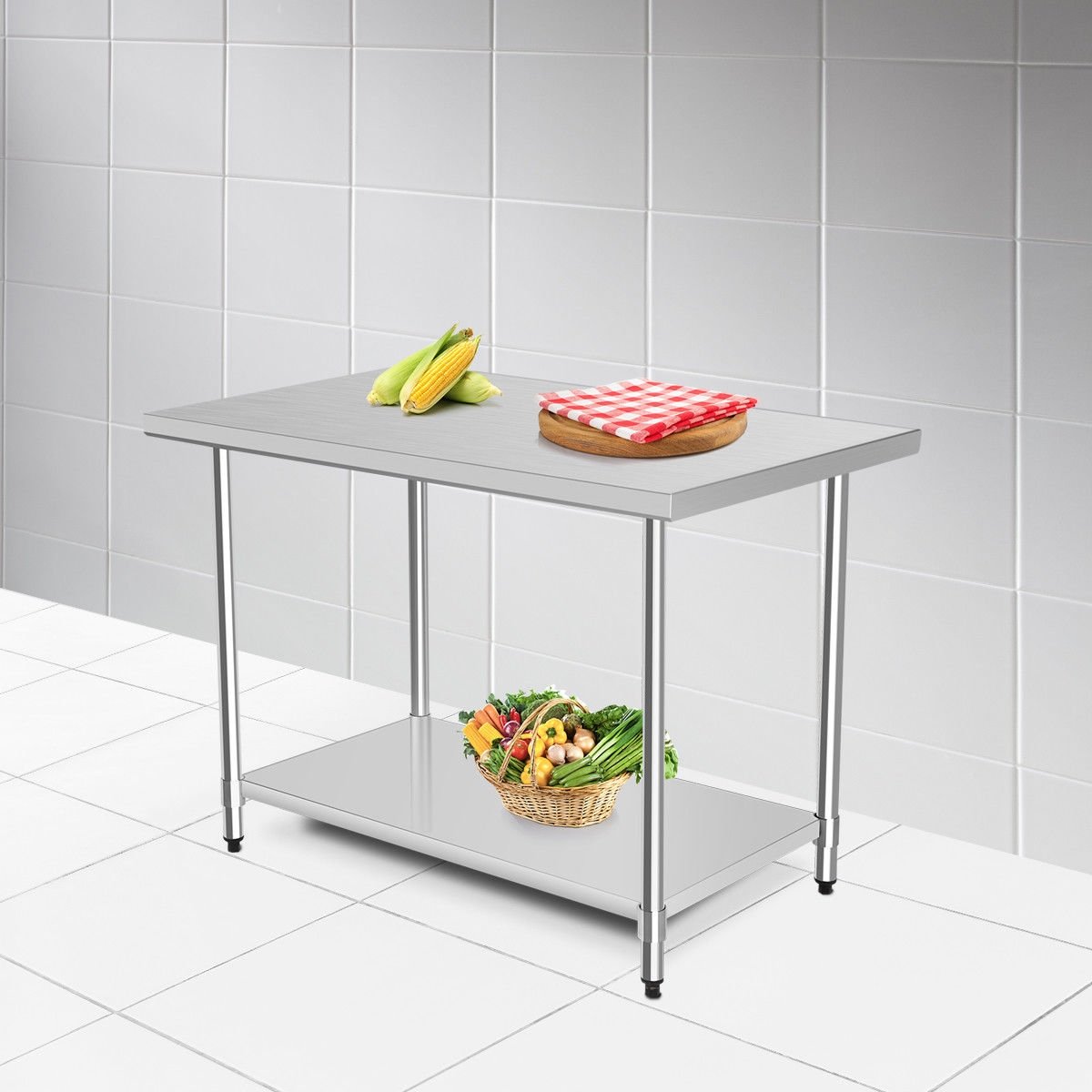 30 x 48 Inch Stainless Steel Table Commercial Kitchen Worktable, Silver Kitchen Tools   at Gallery Canada