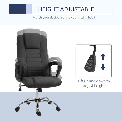 High Back Office Chair, Height Adjustable Computer Desk Chair with Swivel Wheels and Tilt Function, Charcoal Grey Executive & Manager Chairs   at Gallery Canada