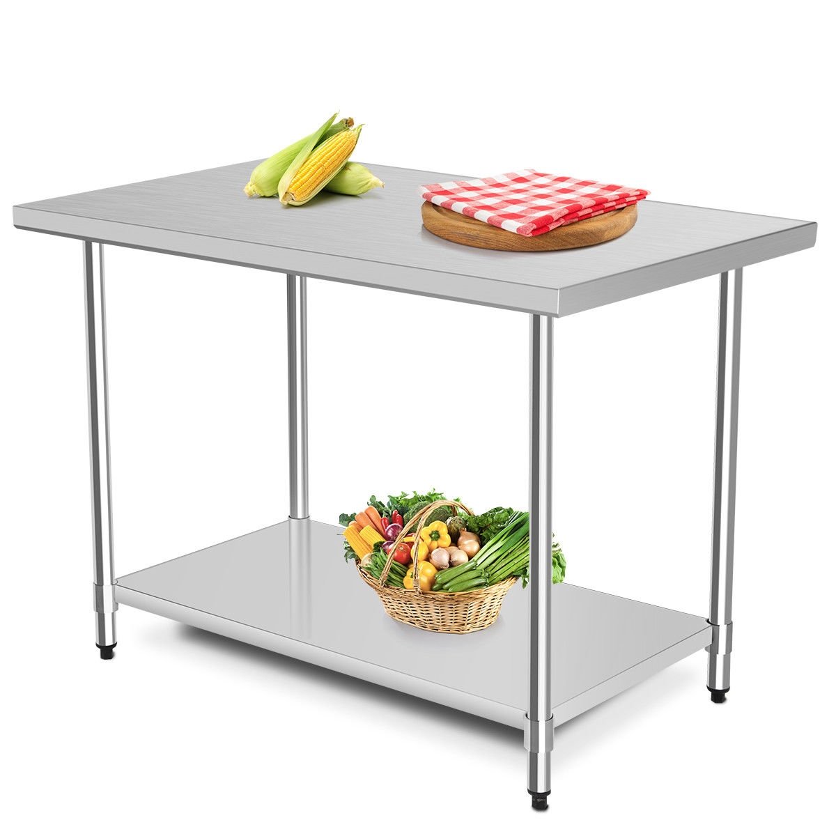 30 x 48 Inch Stainless Steel Table Commercial Kitchen Worktable, Silver Kitchen Tools   at Gallery Canada