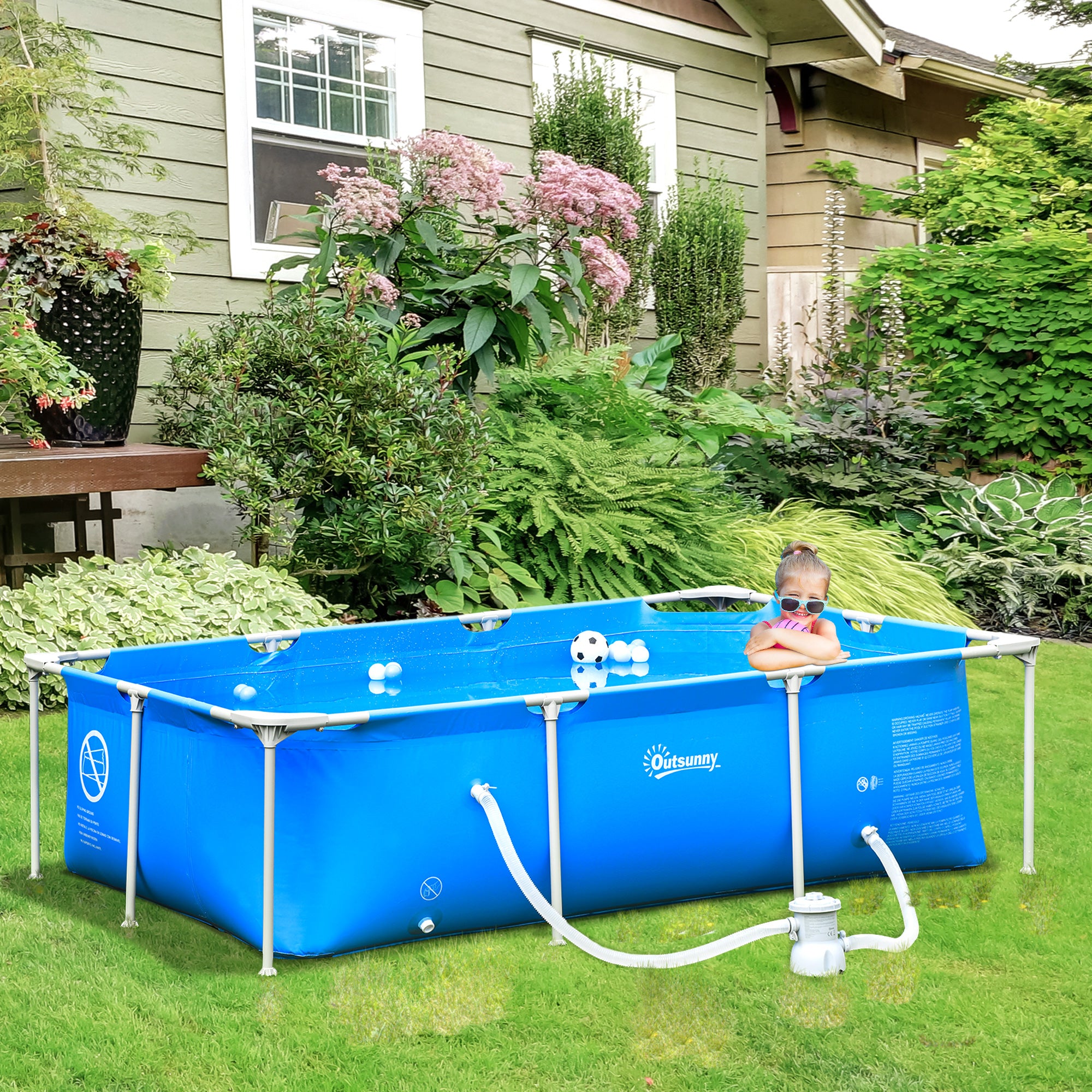 8.3ft x 5ft x 26in Frame Above Ground Swimming Pool Set with Filter Pump Filter Cartridge Reinforced Sidewalls Blue Outdoor Swimming Pools & Hot Tubs at Gallery Canada