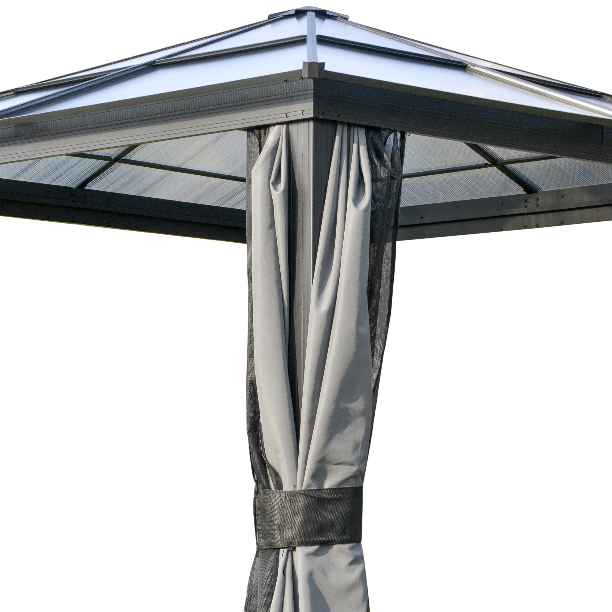 10x10ft Hardtop Gazebo with Aluminum Frame, Polycarbonate Gazebo Canopy with Curtains and Netting Gazebos at Gallery Canada