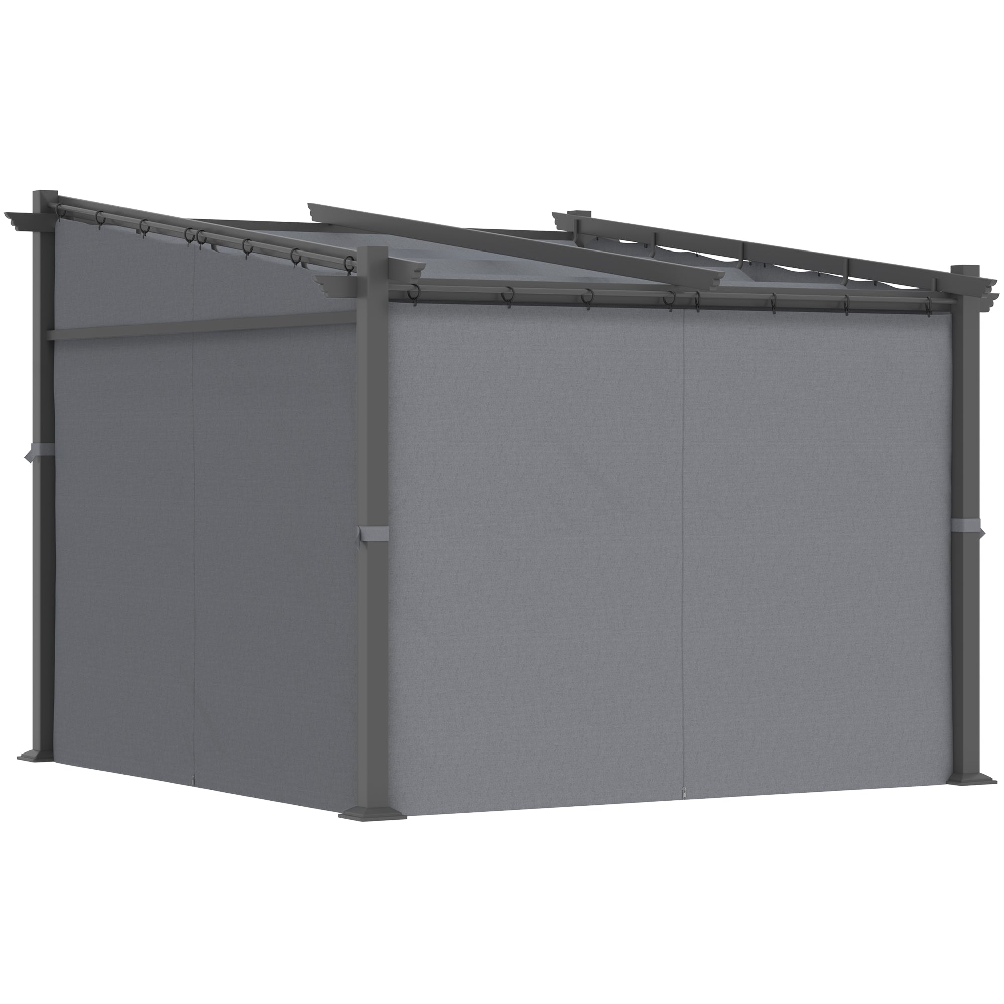 Metal Pergola with Sliding Roof Canopy, Retractable Pergola Canopy, 10' x 10', Dark Grey Pergolas at Gallery Canada