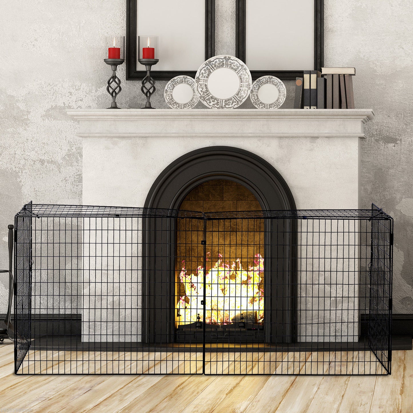 Fireplace Screen, Extendable Fire Spark Guard Cover with Metal Mesh for Living Room Home Decor, Black Fireplace Screens at Gallery Canada