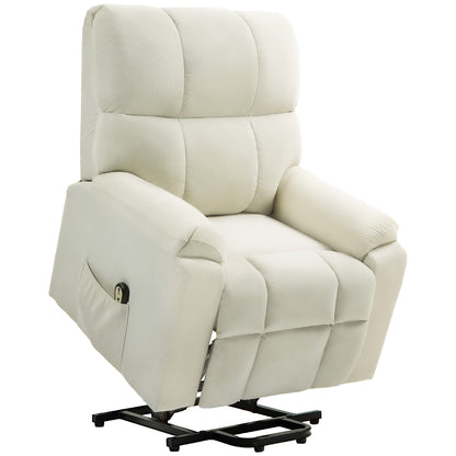 Lift Chair for Seniors, Microfibre Upholstered Power Recliner Chair with Remote, Quick Assembly, Cream White Sofas & Reclining Chairs at Gallery Canada