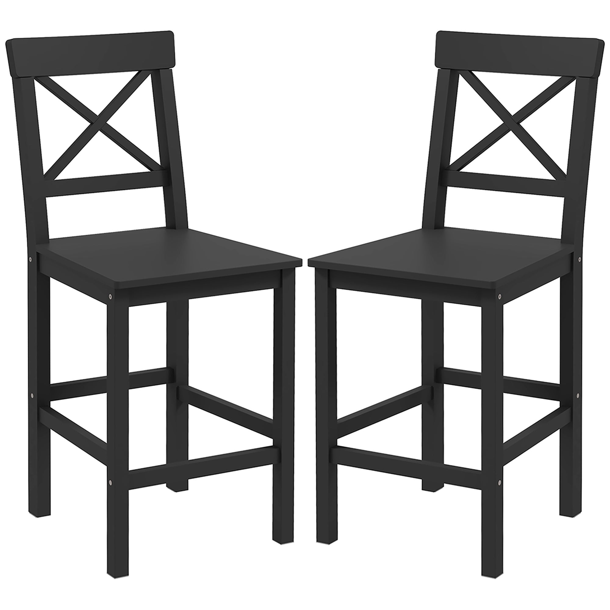 Counter Height Stools Set of 2, Farmhouse Bar Stools with Backs, Solid Wood Counter Stools for Kitchen Island Bar Stools Black  at Gallery Canada