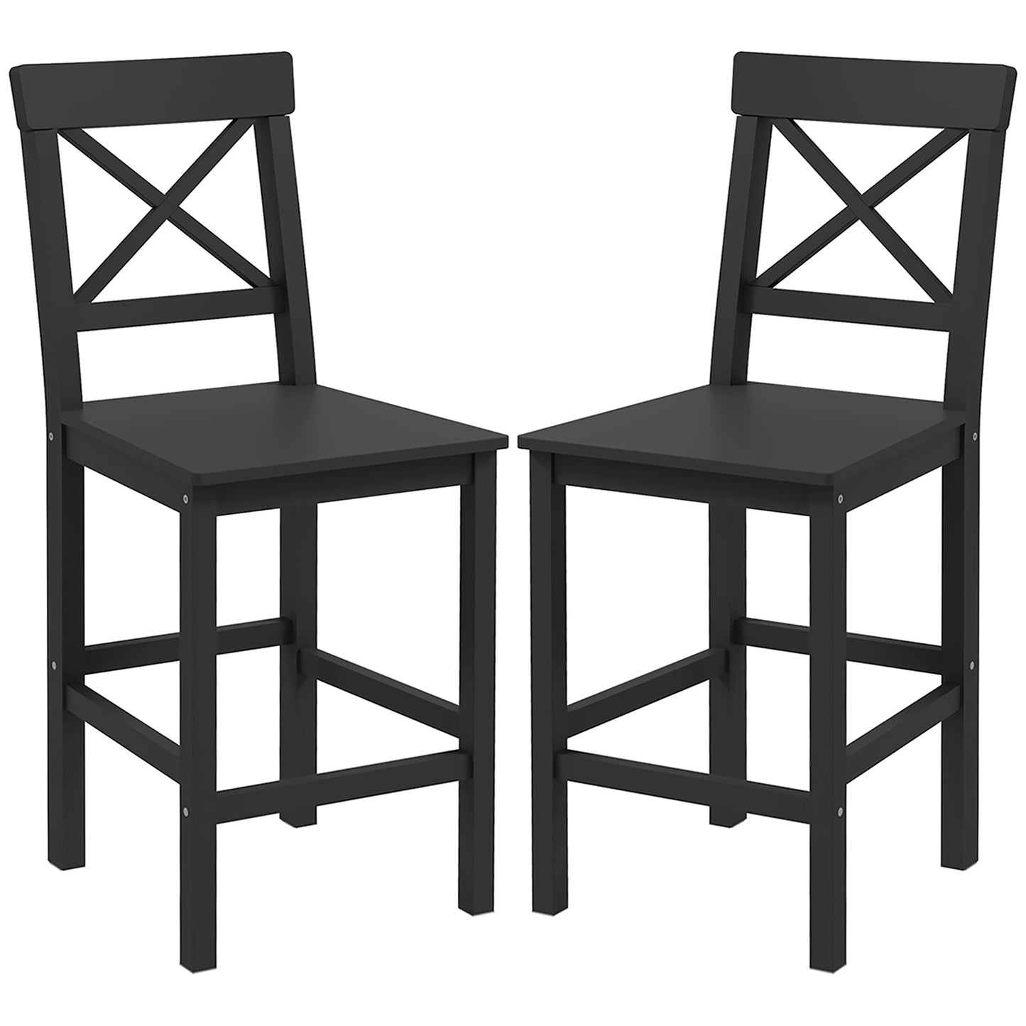 Counter Height Stools Set of 2, Farmhouse Bar Stools with Backs, Solid Wood Counter Stools for Kitchen Island Bar Stools Black  at Gallery Canada