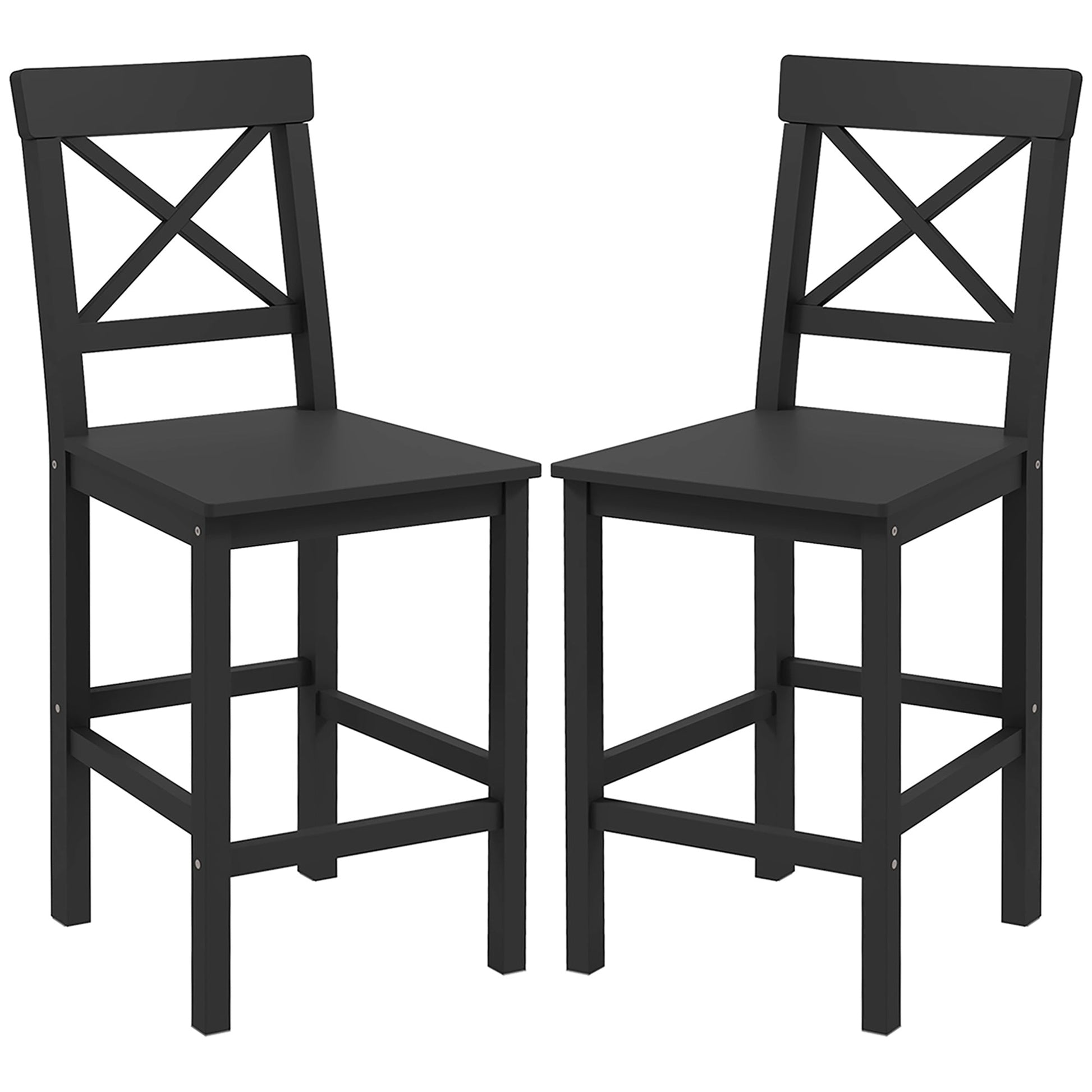 Counter Height Stools Set of 2, Farmhouse Bar Stools with Backs, Solid Wood Counter Stools for Kitchen Island Bar Stools Black  at Gallery Canada