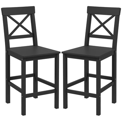 Counter Height Stools Set of 2, Farmhouse Bar Stools with Backs, Solid Wood Counter Stools for Kitchen Island Bar Stools Black  at Gallery Canada