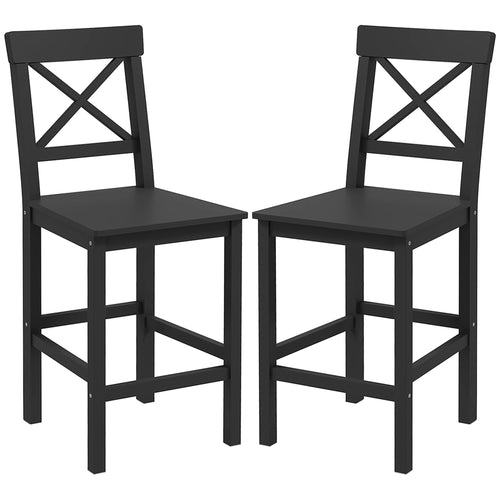 Counter Height Stools Set of 2, Farmhouse Bar Stools with Backs, Solid Wood Counter Stools for Kitchen Island