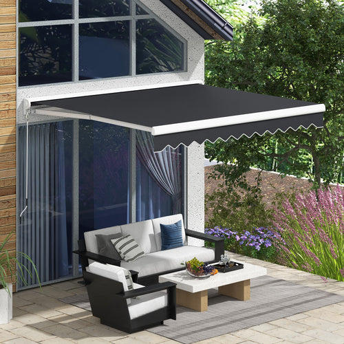 10' x 8' Motorized Awning, Electric Retractable Awning with Remote Controller, Aluminum Frame for Patio Door Window