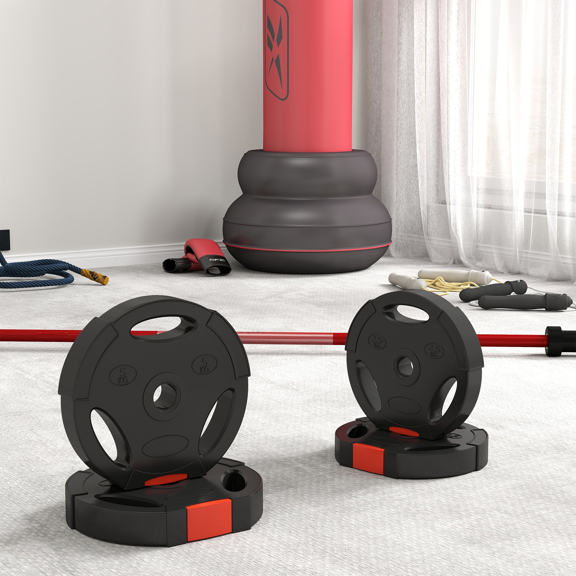 1-Inch Weight Plates, Barbell Weights Set for Weightlifting and Strength Training, 2 x 11lbs + 2 x 5.5lbs Dumbbells & Barbells at Gallery Canada