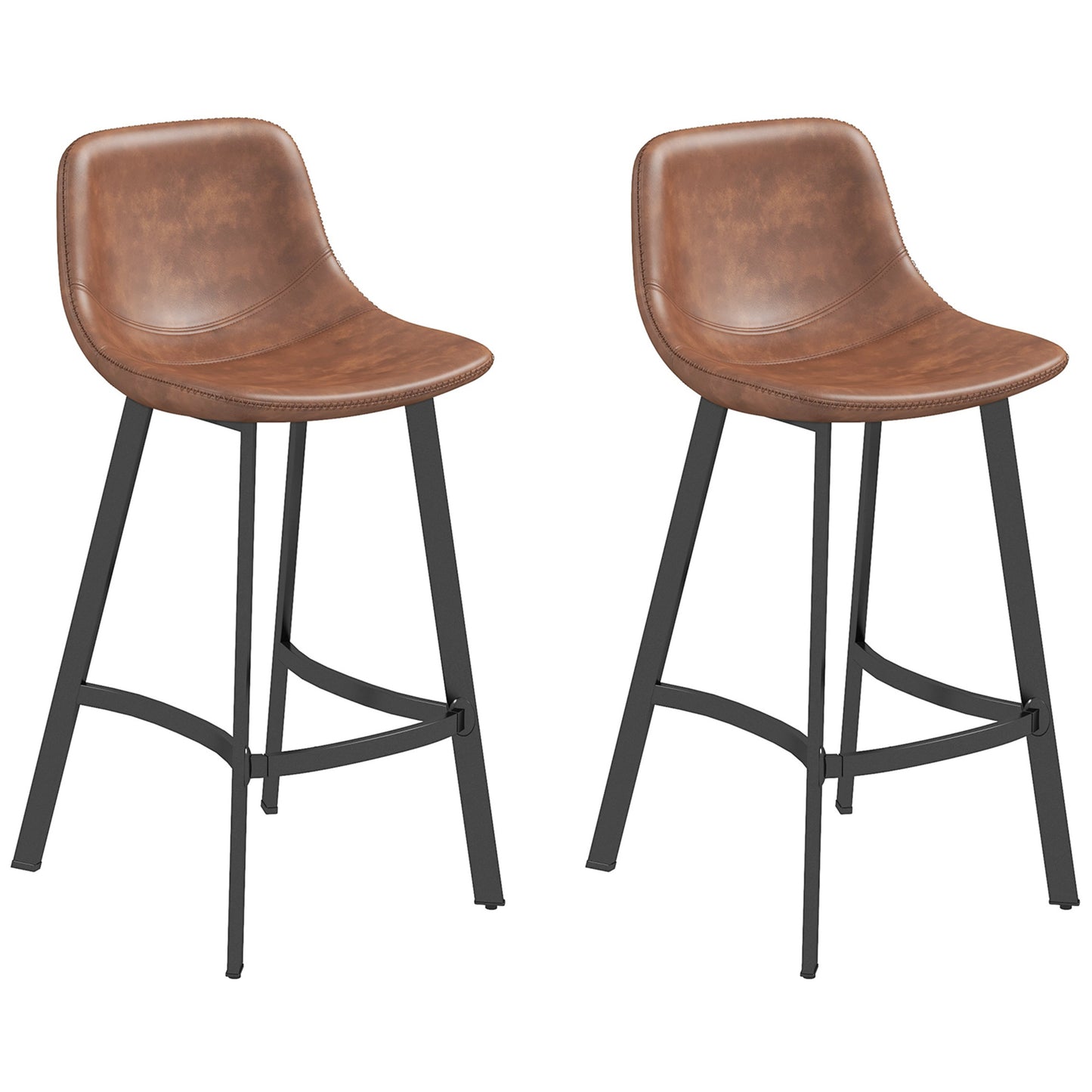 Counter Height Stools Set of 2, Upholstered Kitchen Stool with Back and Steel Legs Bar Stools   at Gallery Canada