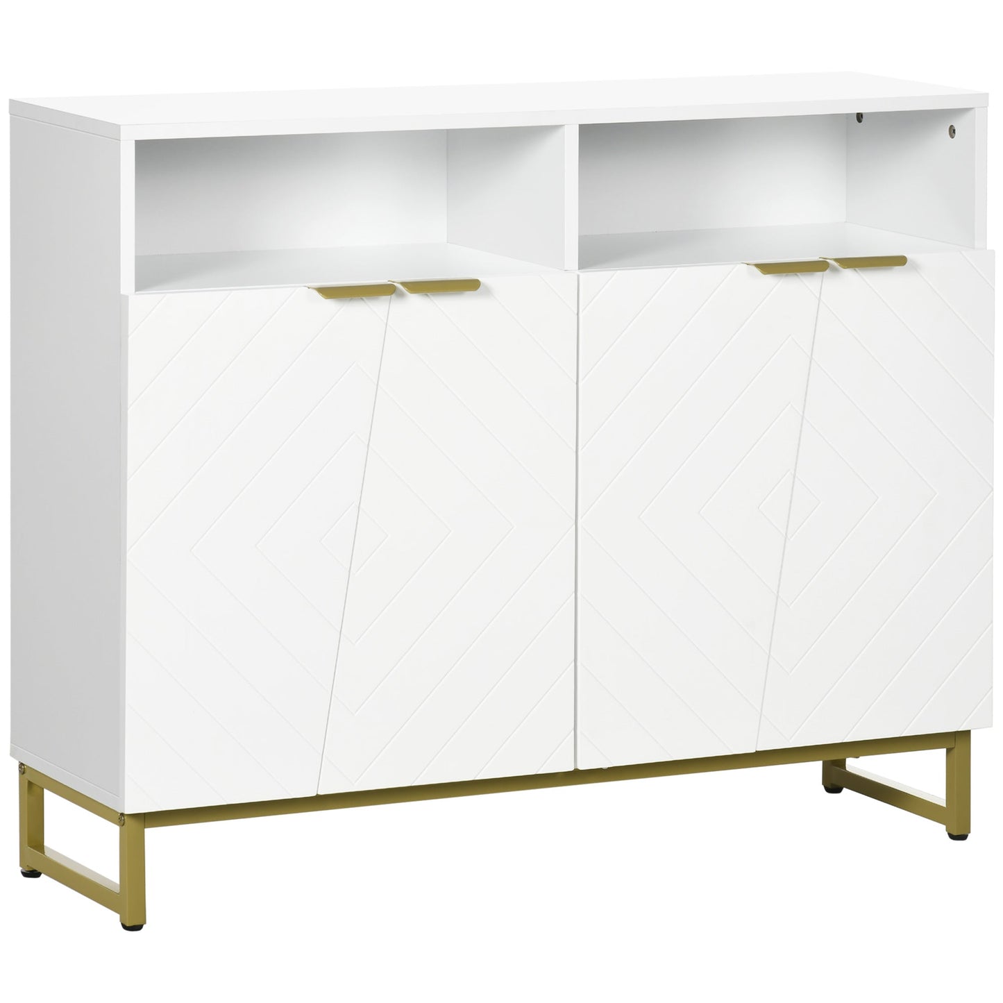 Accent Sideboards, Kitchen Storage Cabinet with 4 Doors, Adjustable Shelves, Metal Base for Living Room, Hallway, White Bar Cabinets White  at Gallery Canada