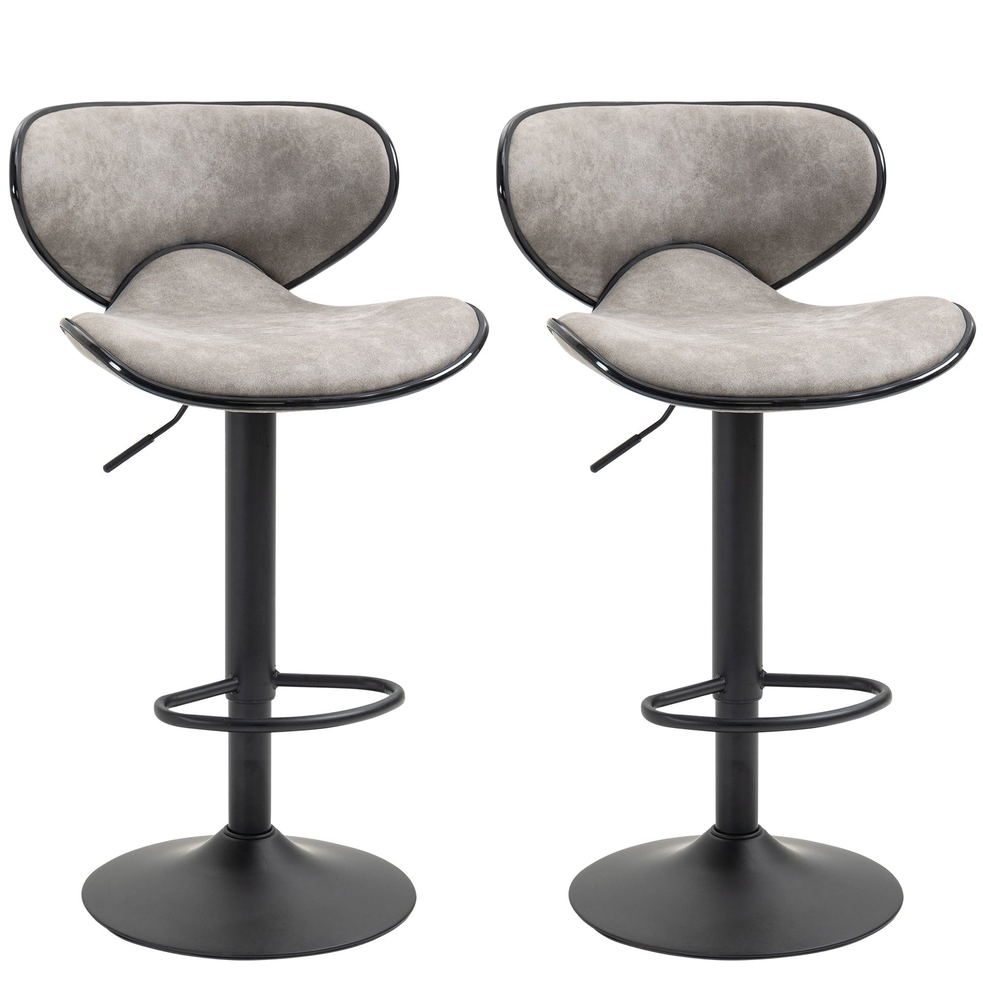 Swivel Adjustable Bar Stools Set of 2 with Backrest and Footrest, Taupe Grey Bar Stools Taupe Grey  at Gallery Canada