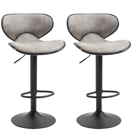 Swivel Adjustable Bar Stools Set of 2 with Backrest and Footrest, Taupe Grey