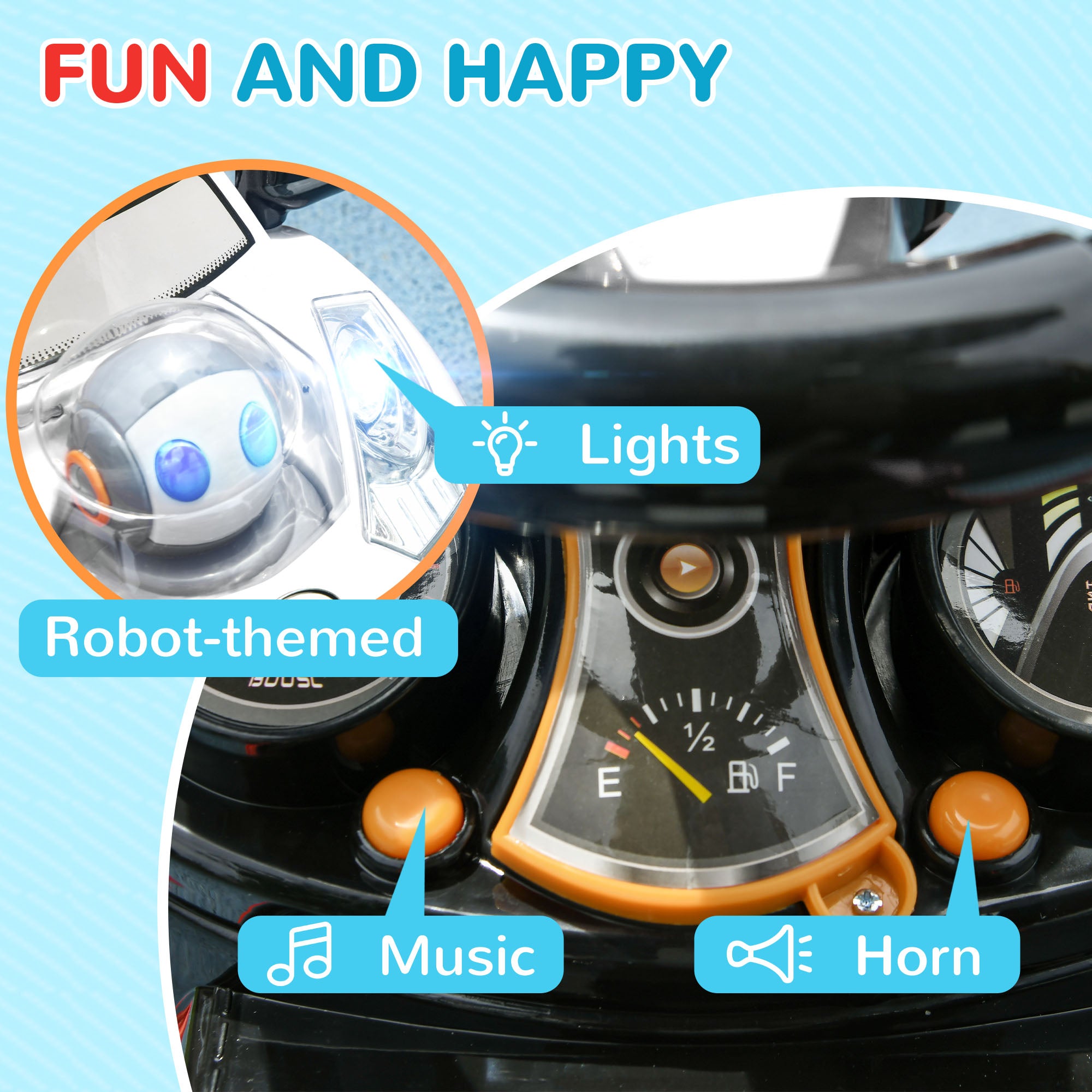 3 in 1 Kids Push Car Toddler Sliding Car, Foot to Floor Design with Music, Light, Handle, Removable Canopy, White Push Cars for Toddlers at Gallery Canada