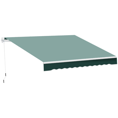 8' x 7' Retractable Awning, Patio Awnings, Sunshade Shelter with 280 g/m² UV &; Water-Resistant Fabric and Aluminum Frame for Deck, Balcony, Yard, Dark Green