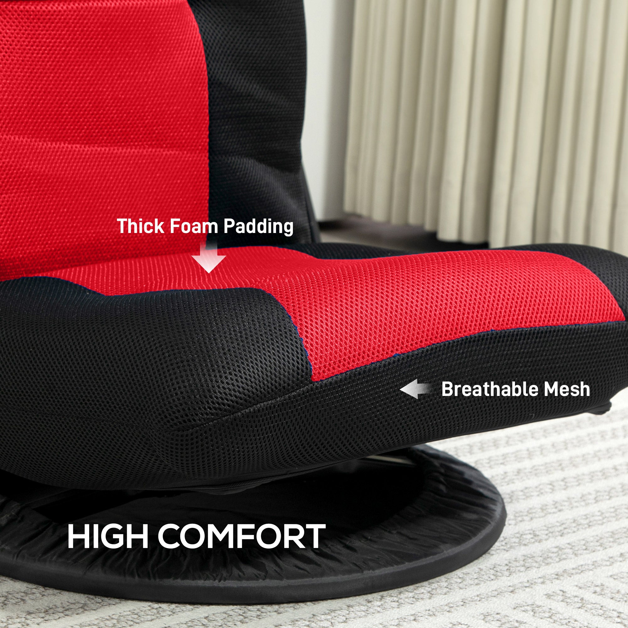 Folding Floor Chair for Adults Teens, 360 Degree Swivel Gaming Chair, 6 Positions Adjustable Lazy Sofa Chair, Red 2-Seater Sofas at Gallery Canada