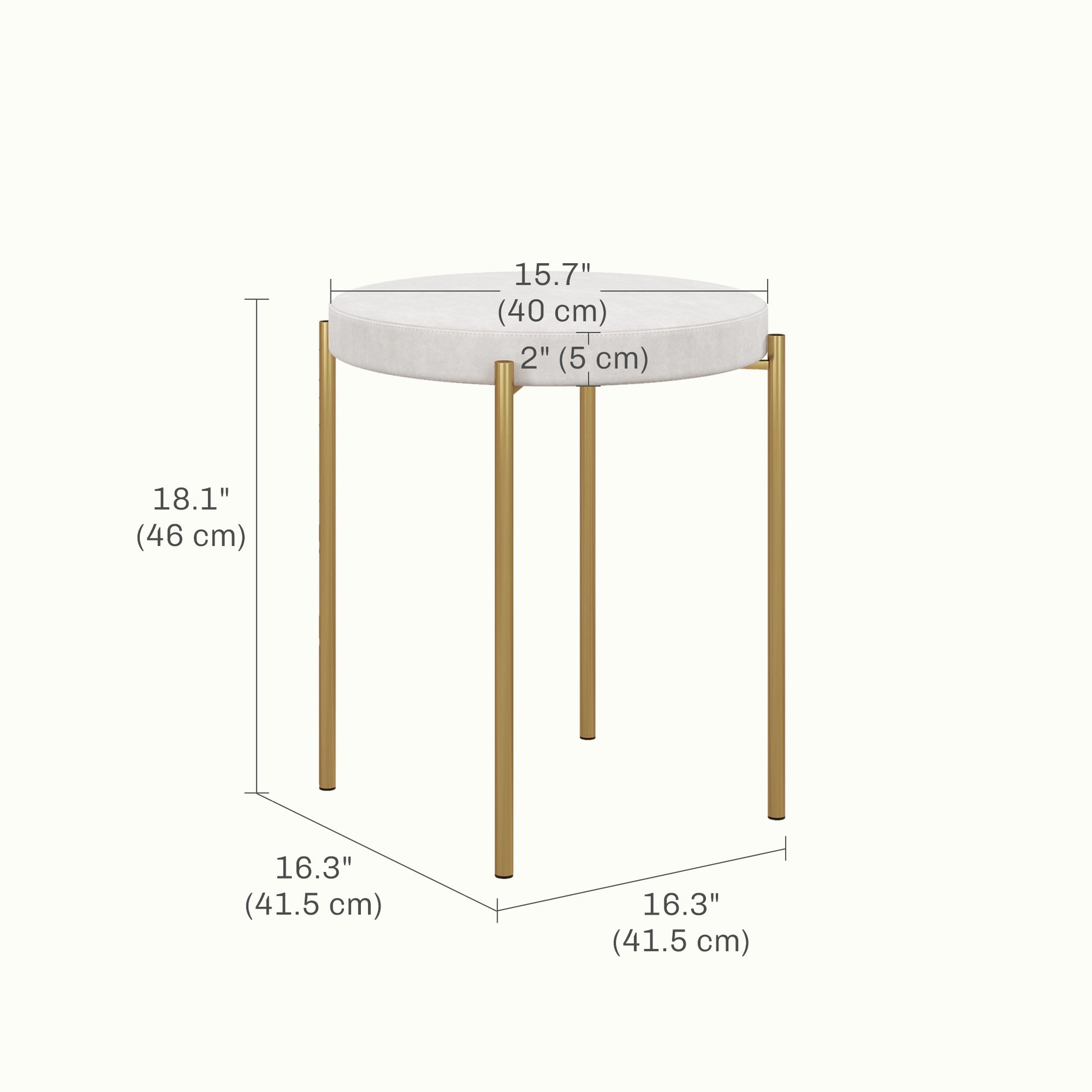 Backless Round Dining Chairs, Modern Stacking Stools Set of 4, Kitchen Chairs with Metal Legs, Cream White Dining Chairs   at Gallery Canada