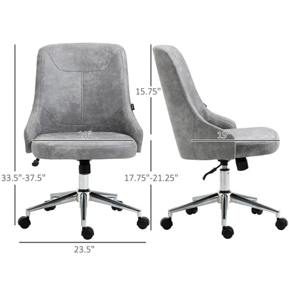 Mid-Back Home Office Chair, Height Adjustable Task Chair with 360 Degree Swivel, Light Grey Task Chairs   at Gallery Canada