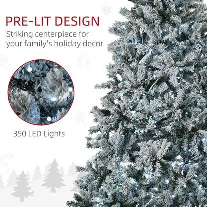 6' Prelit Artificial Flocked Christmas Trees, with Snow Frosted Branches, Cold White LED Lights, Auto Open, Green Artificial Christmas Trees   at Gallery Canada