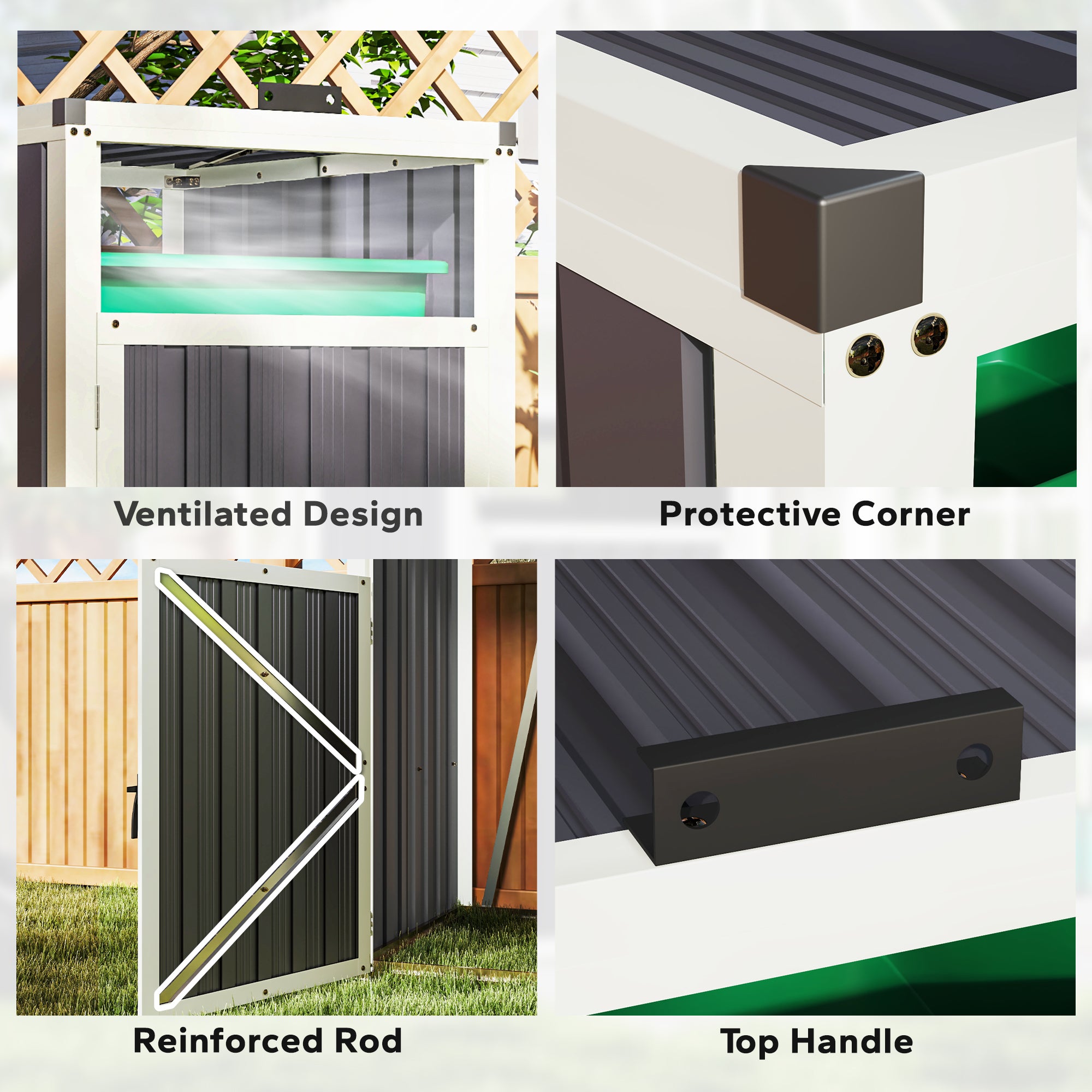 Single Garbage Bin Shed, Lockable Outdoor Storage Shed with Openable Lid, Galvanized Frame for Garden Patio, Dark Grey Sheds at Gallery Canada