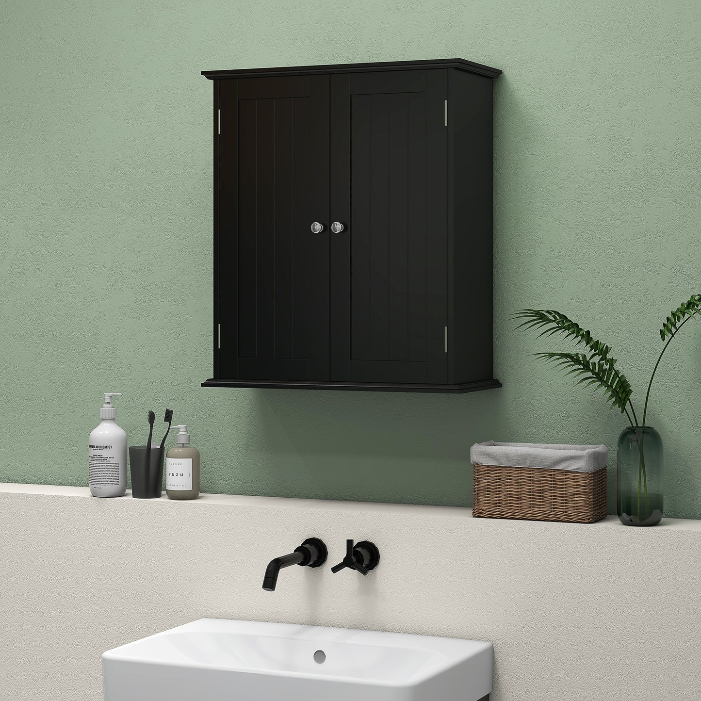 Bathroom Medicine Cabinet, Wall Cabinet with 2 Doors and Adjustable Shelf, Space Saver Over Toilet Cabinet Wall Mounted Cabinets   at Gallery Canada