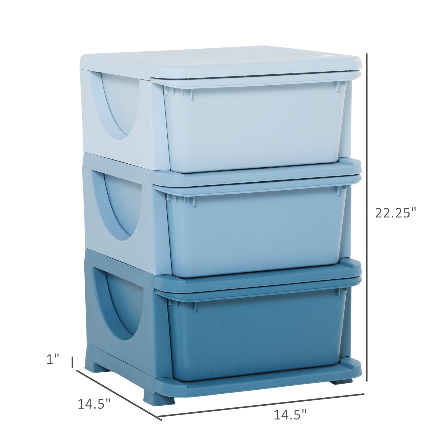 3 Tier Kids Toy Organizer and Storage Bins with 3 Plastic Drawers, Blue Baby & Kids Storage   at Gallery Canada