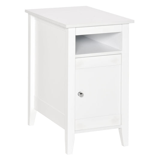 Wooden3-Tier Modern Nightstand with Pullout Shelf, Adjustable Open Shelf, and Door Cabinet, White - Gallery Canada