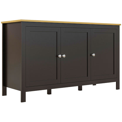 Sideboard, Buffet Cabinet with Doors and Adjustable Shelves for Living Room, Entryway, Black and Natural Kitchen Pantry Cabinets   at Gallery Canada