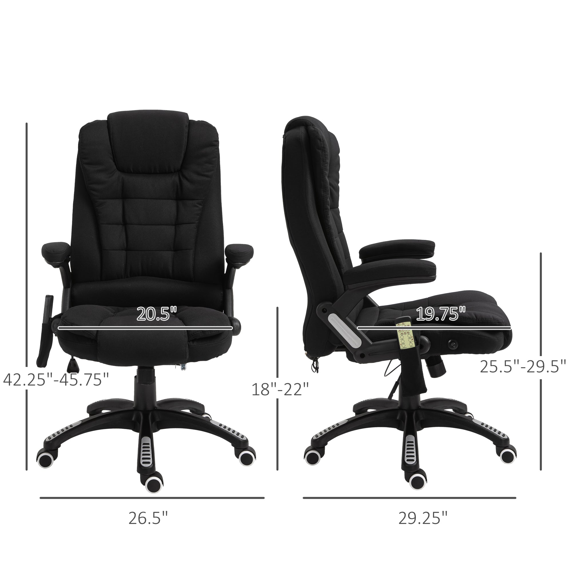 6 Point Vibrating Massage Office Chair High Back Executive Chair with Reclining Back, Swivel Wheels, Black Massage Chairs   at Gallery Canada