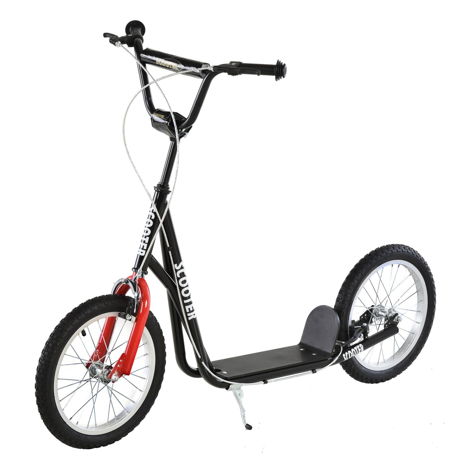 Youth Scooter Street Kick Scooter for Teens Kids Ride on Toy w/ 16'' Inflatable Wheel Dual Brakes for 5+ Year Old Black - Gallery Canada