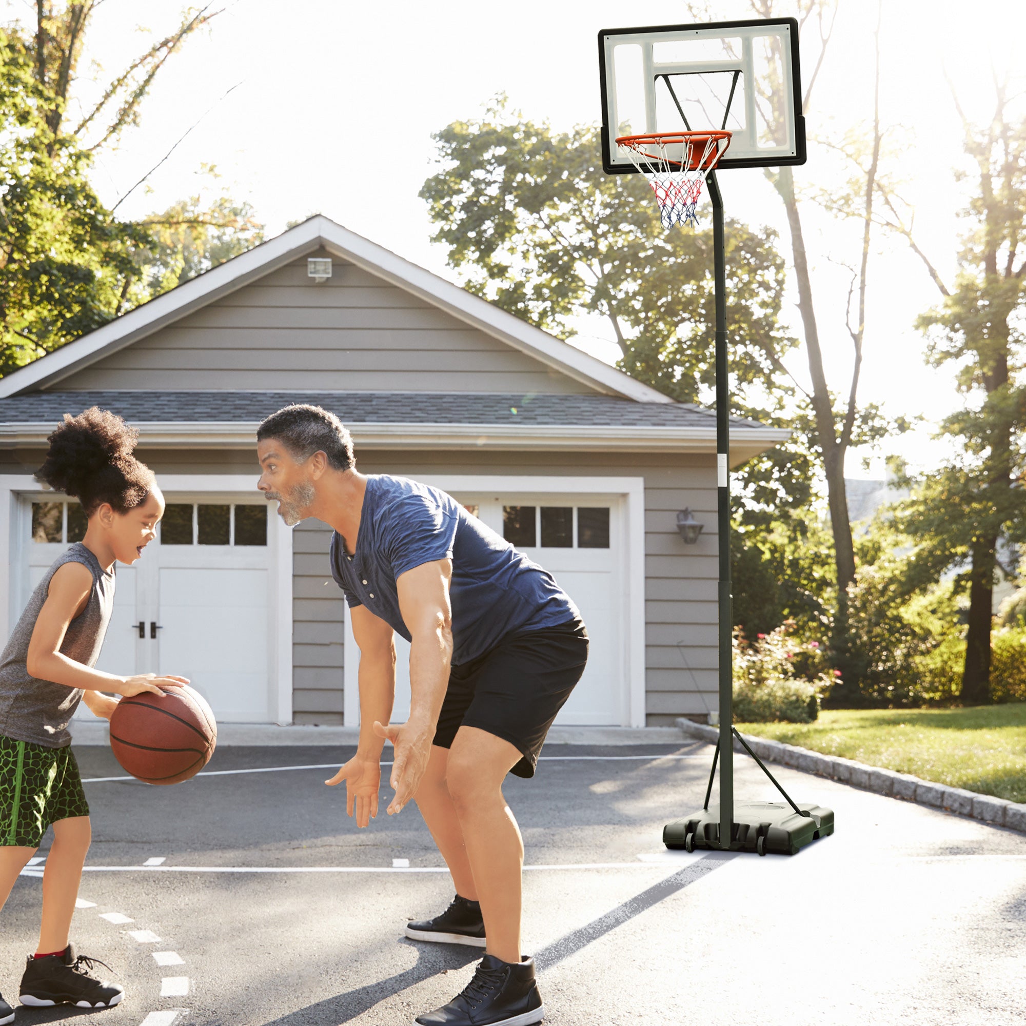 Portable Basketball Hoop Stand with Wheels, Height Adjustable 8FT-10FT for Outdoor Use, Black Basketball Black  at Gallery Canada