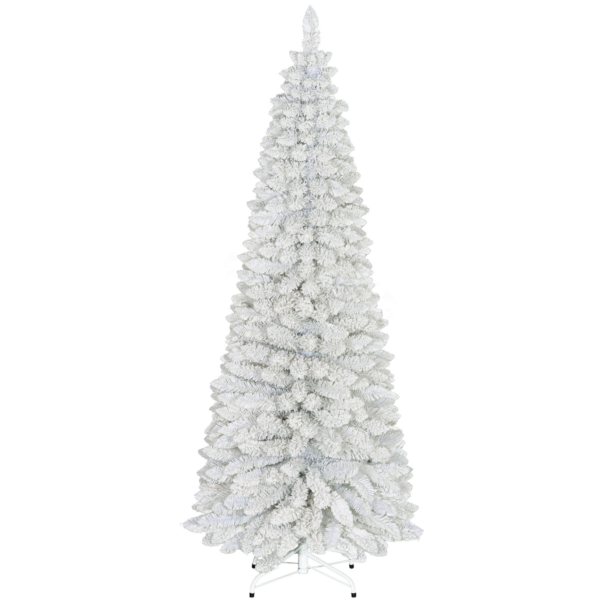 6ft White Christmas Tree, Flocked Pencil Christmas Tree with 376 Branch Tips and Metal Base for Home, Indoor, Holiday Pencil Christmas Trees   at Gallery Canada