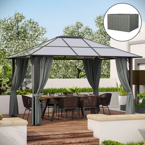Gazebo Replacement Sidewalls 4-Panel Privacy Wall for 10' x 12' Canopy, Outdoor Shelter Curtains Accessories Dark Grey