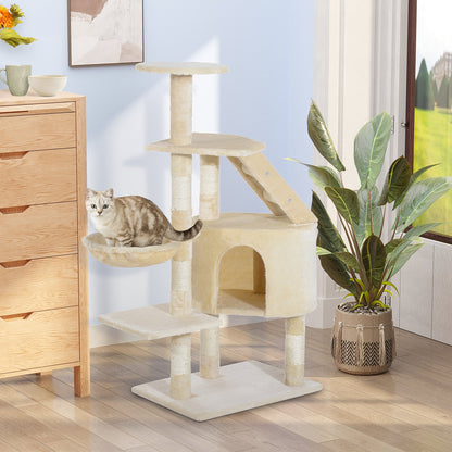 49” Deluxe Cat Tree Furniture Scratching Pet Tower Kitten Play Post (Creamy White) Cat Posts   at Gallery Canada