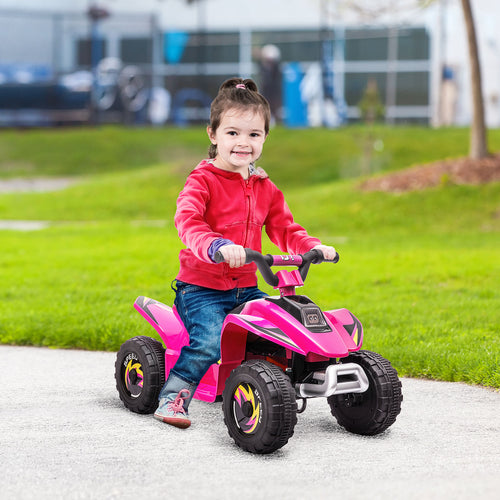 Kids Ride on ATV, 6V Battery Powered Quad Car with Forward, Reverse Switch, for Boys Girls 18-36 Months, Pink