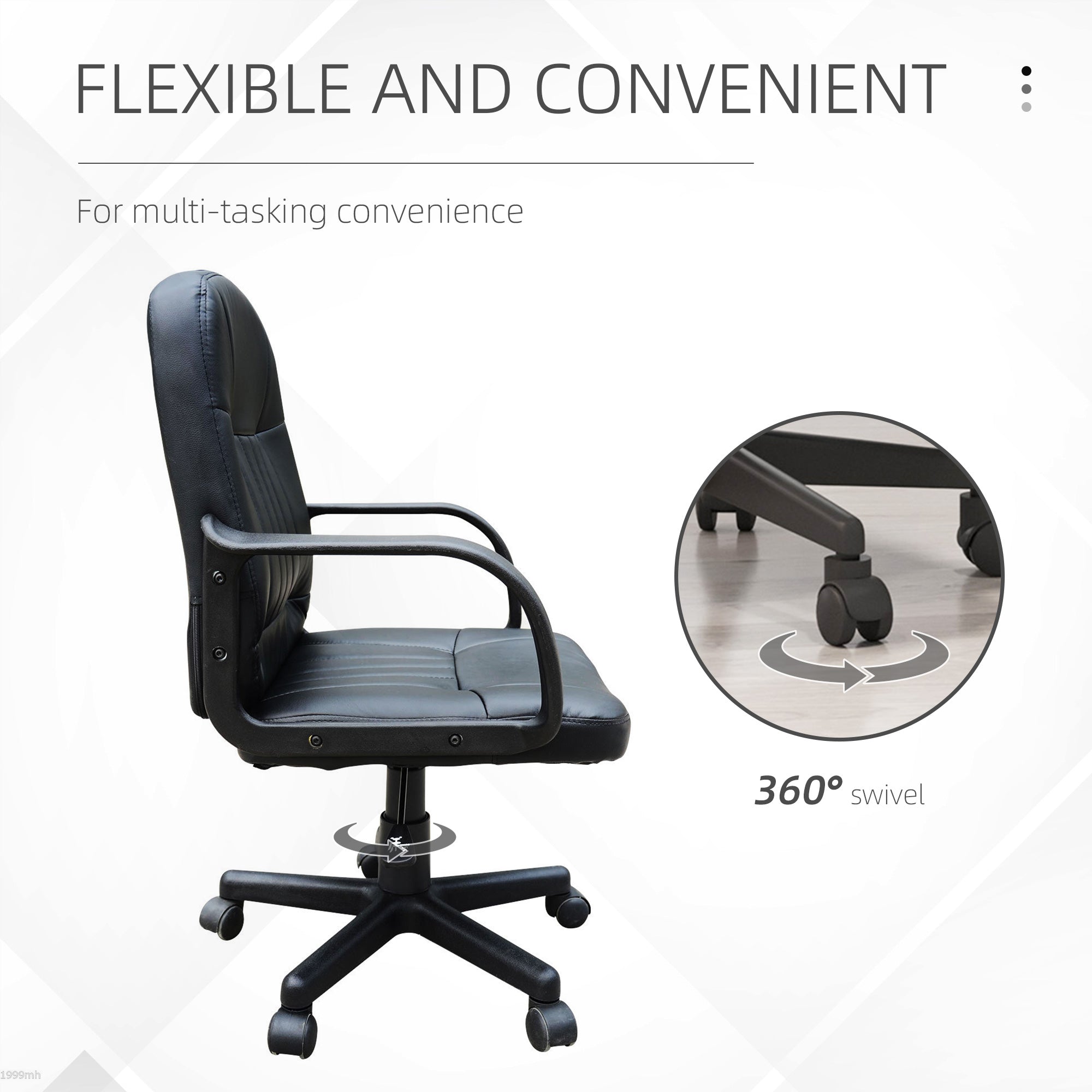 Desk Office Chair PU Leather Mid-Back Swivel Computer PC Adjustable Height Black Executive & Manager Chairs   at Gallery Canada