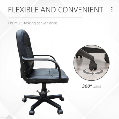 Desk Office Chair PU Leather Mid-Back Swivel Computer PC Adjustable Height Black Executive & Manager Chairs   at Gallery Canada