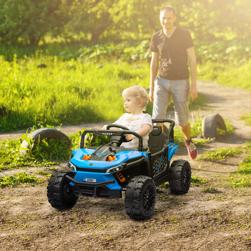 12V Kids Ride On Car, Toy Truck with Remote Control, Spring Suspension, LED Headlights, 3 Speeds, Blue